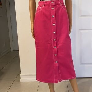 NWT - MSGM Pink Long Jeans skirt